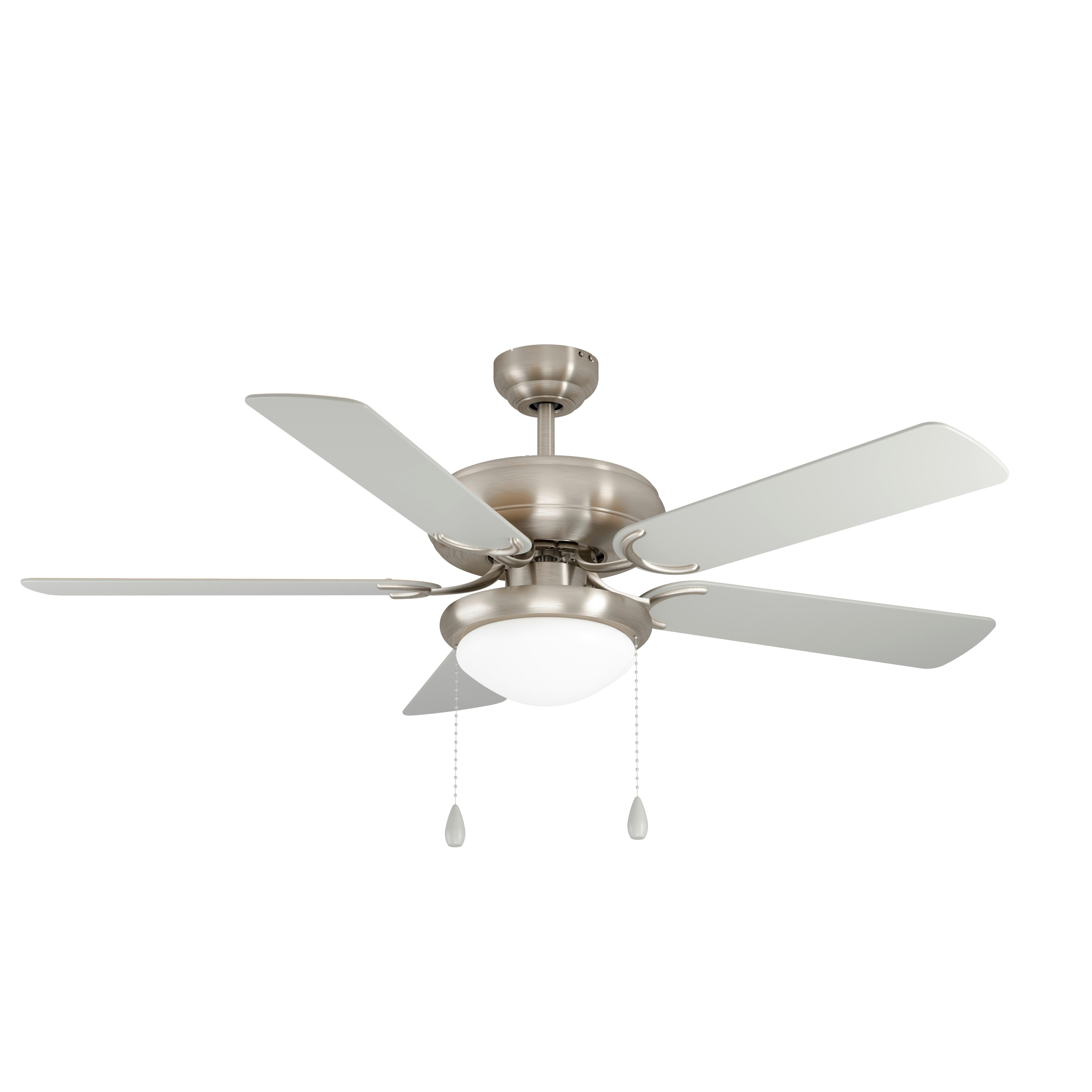 Deckenventilator Ballina max. 40 Watt - Eichefarben/Silberfarben, KONVENTIONELL, Glas/Kunststoff (132/132/44cm) - Eglo