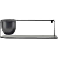 Stenski Regal Z Okrasnim Lončkom Lara - črna, Moderno, kovina (53/16/16cm) - Mömax