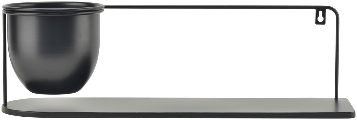 Stenski Regal Z Okrasnim Lončkom Lara - črna, Moderno, kovina (53/16/16cm) - Mömax