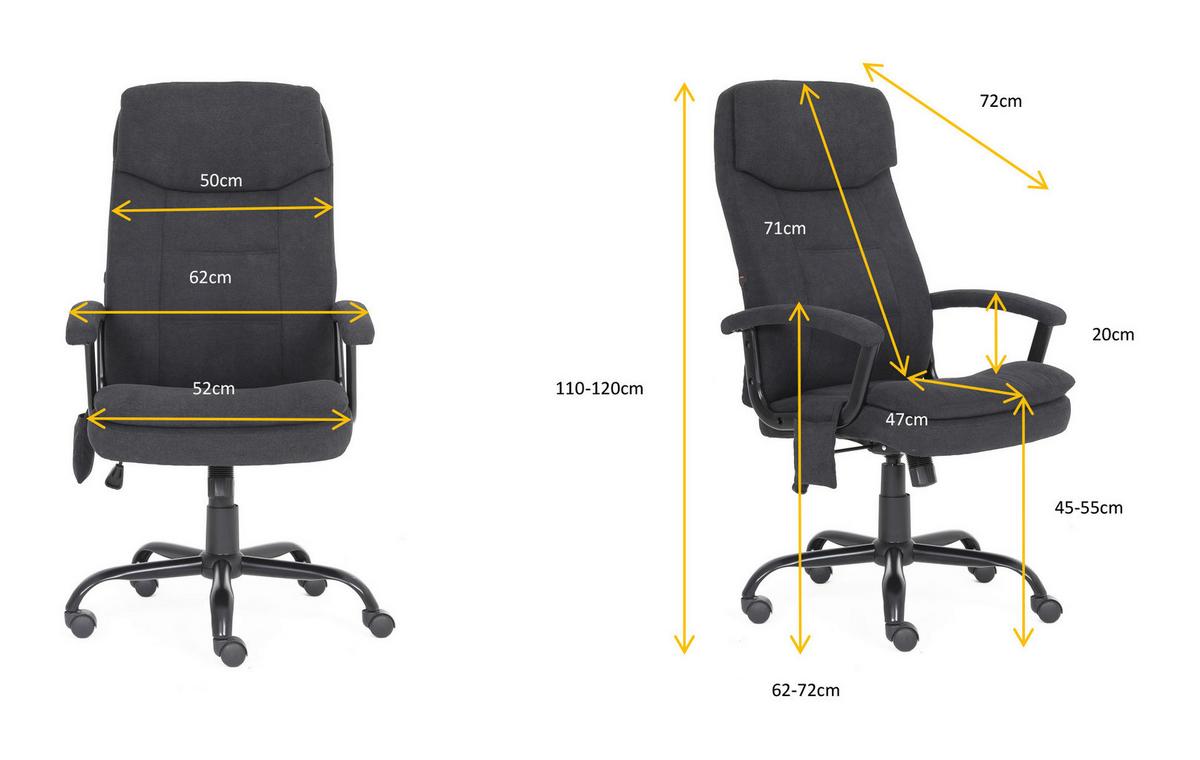 Uredska Stolica Massage - tamno siva/crna, Trend, metal/tekstil (62/115/60cm) - Modern Living