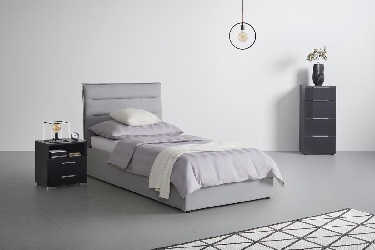 Polsterbett Sienna Hellgrau ca. 90x200cm - Hellgrau/Schwarz, Lifestyle, Holz/Kunststoff (90/200cm) - Based