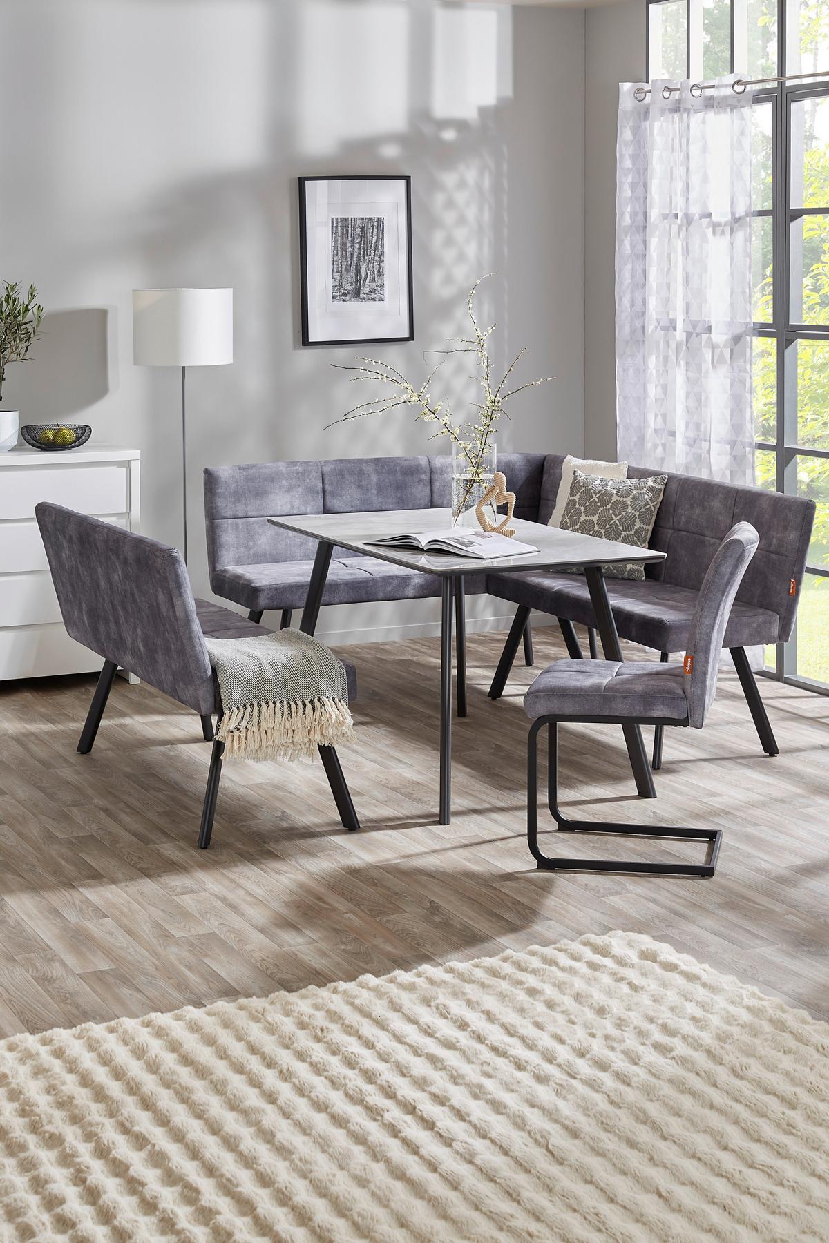 Kotna Klop Milos, Siva - siva/črna, Moderno, kovina/tekstil (150/190cm)