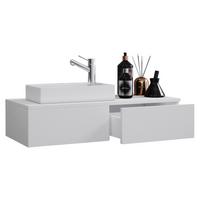Kombiniran Umivalnik Gudas, Bela - bela, Moderno, leseni material/keramika (85cm) - MID.YOU