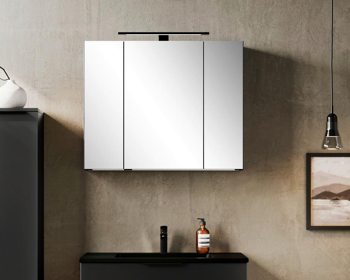 Spiegelschrank Sevilla ca. 80x64 cm Schwarz - Schwarz, MODERN, Glas/Holzwerkstoff (80/64/20cm) - Held