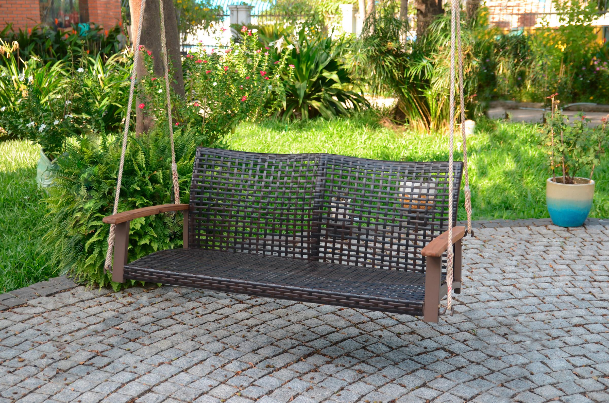 Hängebank Cuneo Grau ca. 120x79x57 cm - Braun/Grau, Basics, Holz/Kunststoff (120/79/57cm) - Gardenson
