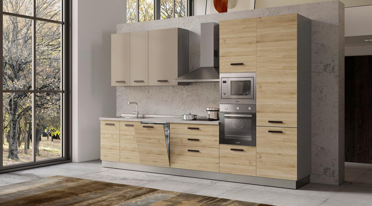 Kuhinjski Blok S Aparatima Rovere - siva/boje hrasta, Moderno, drvni materijal/metal (360/240/60cm) - Mömax