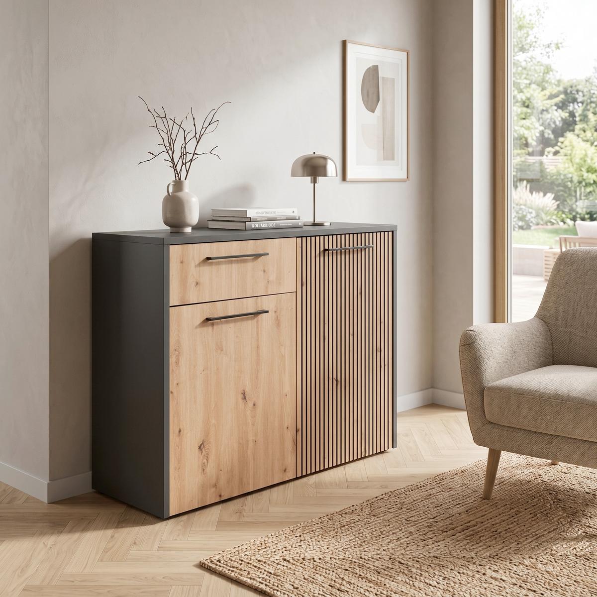 Comodă Louis - culoare lemn stejar/stejar Artisan, Trend, material pe bază de lemn (110,5/88/42cm) - Modern Living