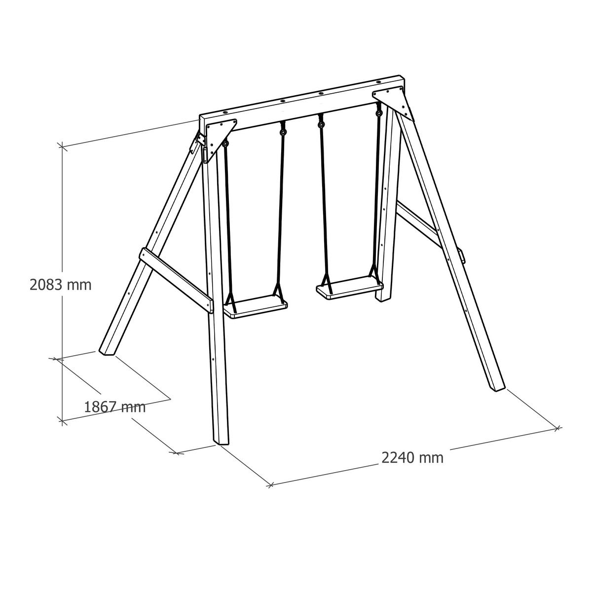 Schaukel Braun - Braun, KONVENTIONELL, Holz/Metall (224/208/186cm) - Ambia Garden