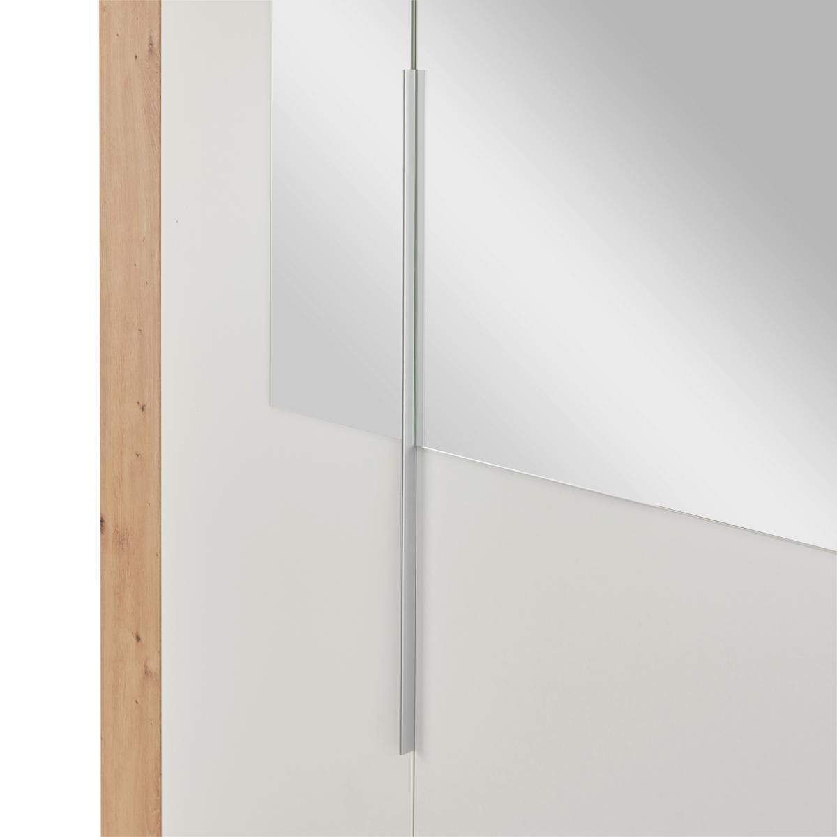 Drehtürenschrank in Weiß/Eichefarben - Weiss/Silberfarben, Konventionell, Glas/Holzwerkstoff (228/215/60cm) - Mömax