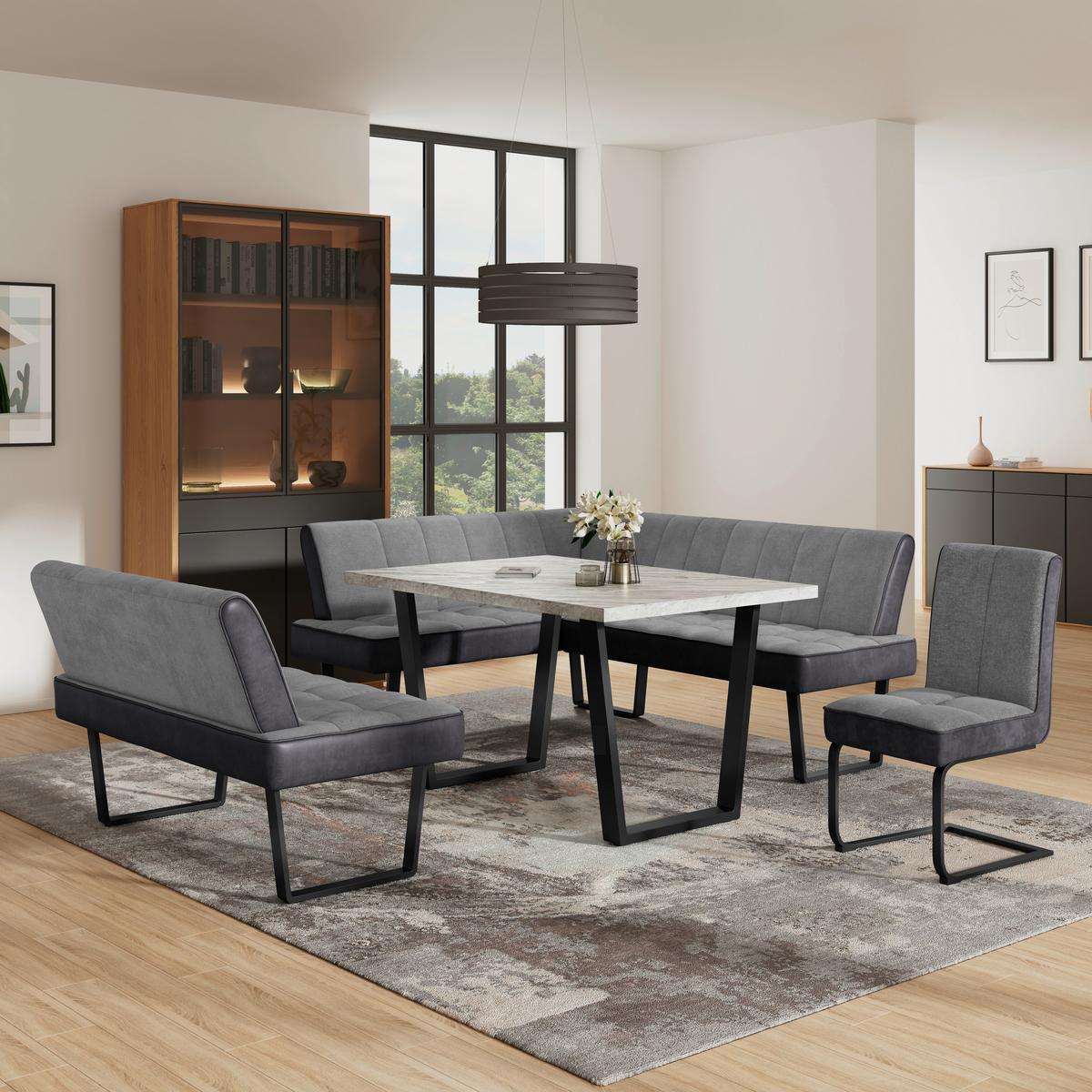 Jedilna Miza Melbourne, Siva, 140x90 - siva/črna, Moderno, kovina/leseni material (140/75/90cm)