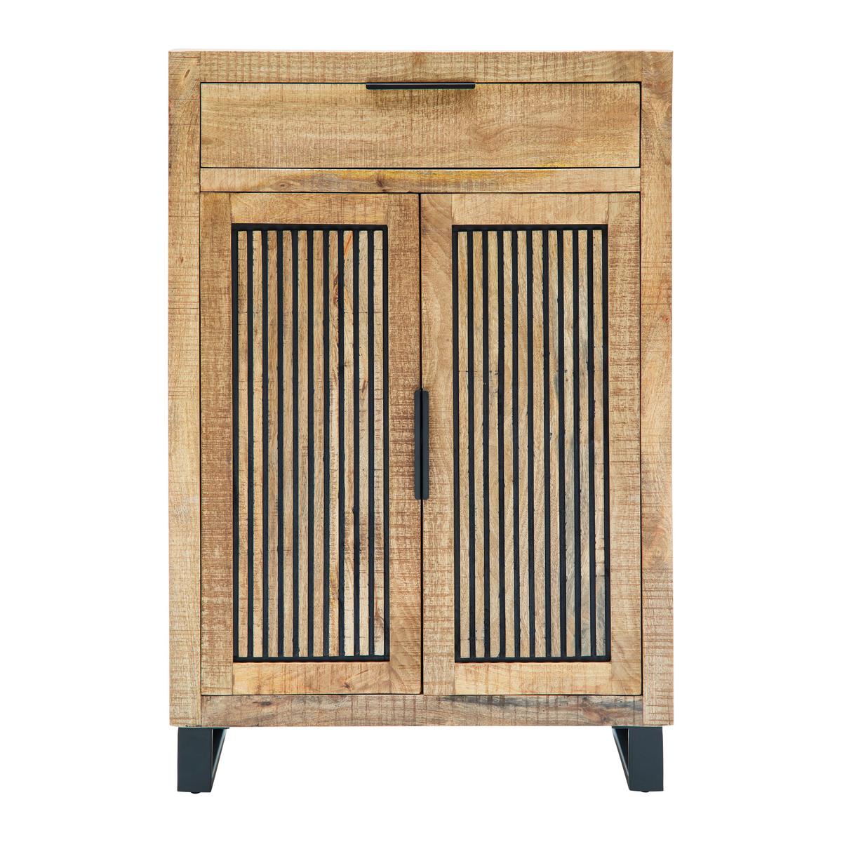 Schuhschrank Everest Naturfarben - Schwarz/Naturfarben, Natur, Holz/Metall (88/130/40cm) - Mömax