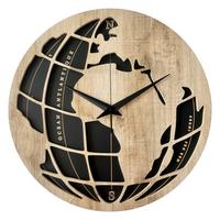 Wanduhr Schwarz/Eichefarben Ø ca. 57cm - Eichefarben/Schwarz, Basics, Holz/Kunststoff (57cm)