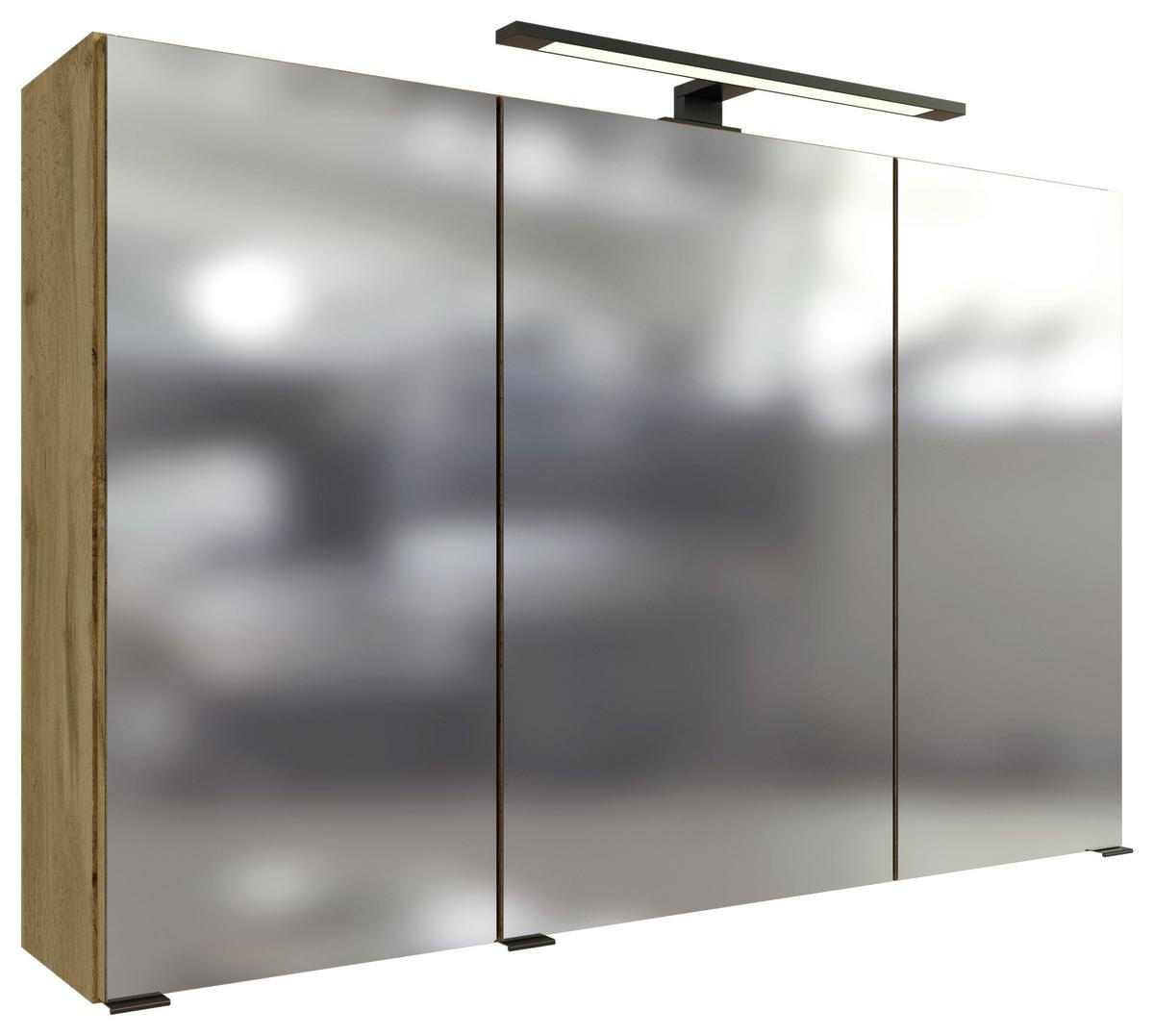 Badezimmer Manchester ca. 130 cm Eiche Wotan - Eichefarben/Weiß, MODERN, Holzwerkstoff/Stein (130cm) - Held
