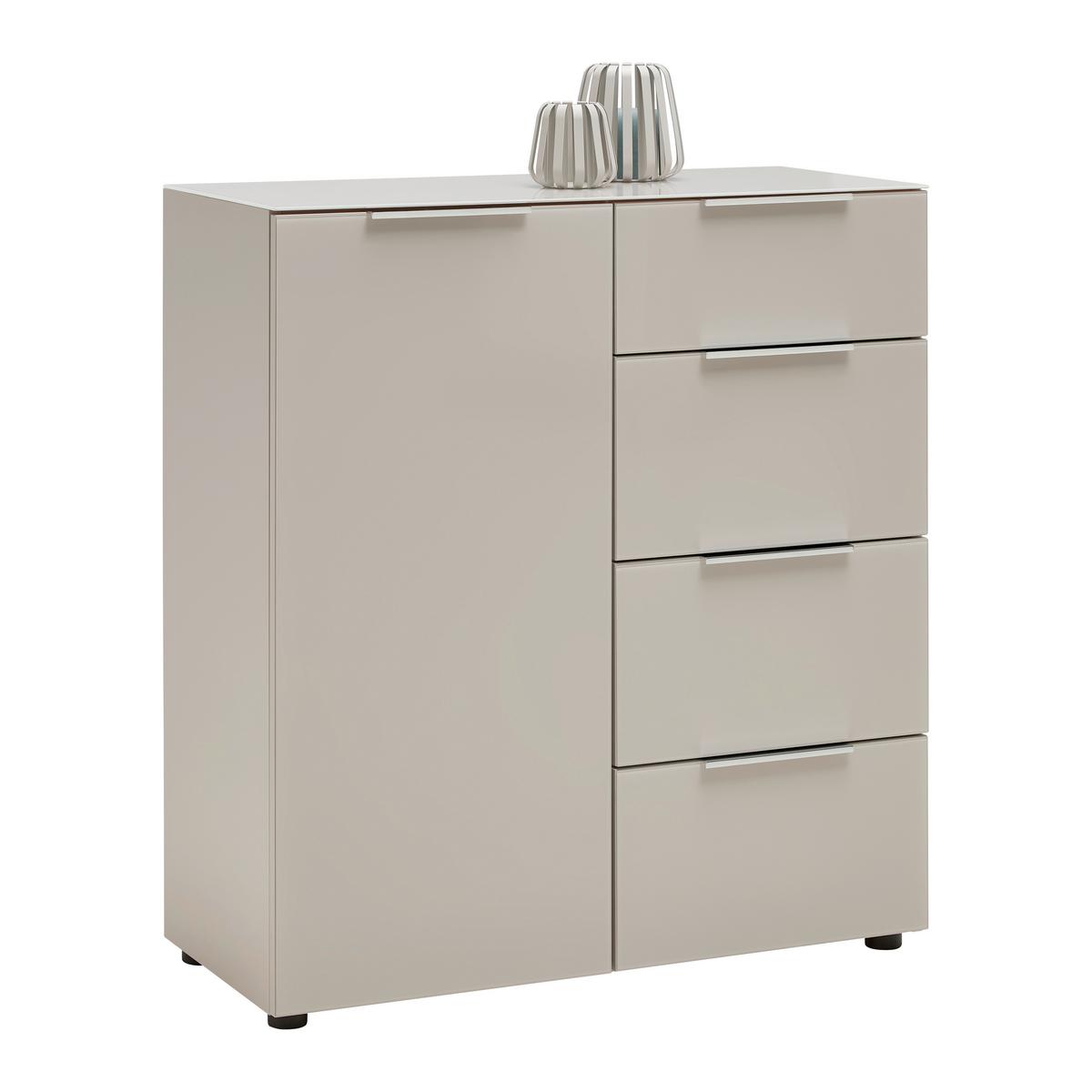 Kommode Siena Kaschmir - Chromfarben/Kaschmir, Modern, Glas/Holzwerkstoff (90/99/40cm) - Mömax