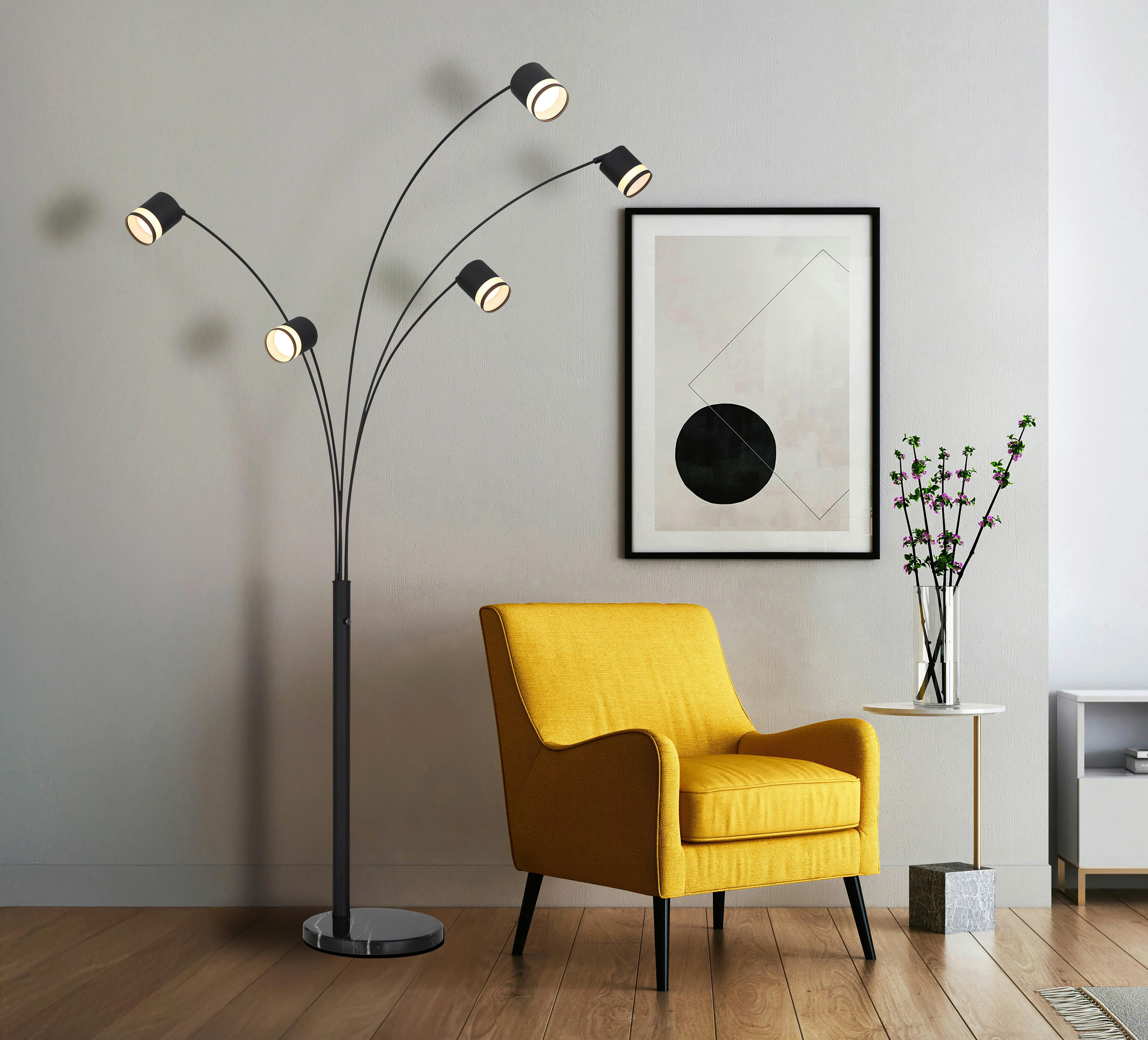 LED-STEHLEUCHTE 57852S LUCERO - Weiss/Schwarz, Design, Kunststoff/Metall (110/70/195cm) - Globo