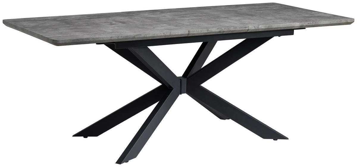 Jedilna Miza Leif, Videz Betona, 160-200x90 Cm - siva/črna, Konvencionalno, kovina/leseni material (160-200/90/76cm) - MID.YOU