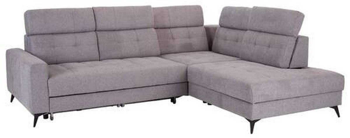 Sedežna Garnitura Barletta, Siva, Ležišče, Predal - črna, Moderno, kovina/tekstil (289/228cm) - Premium Living
