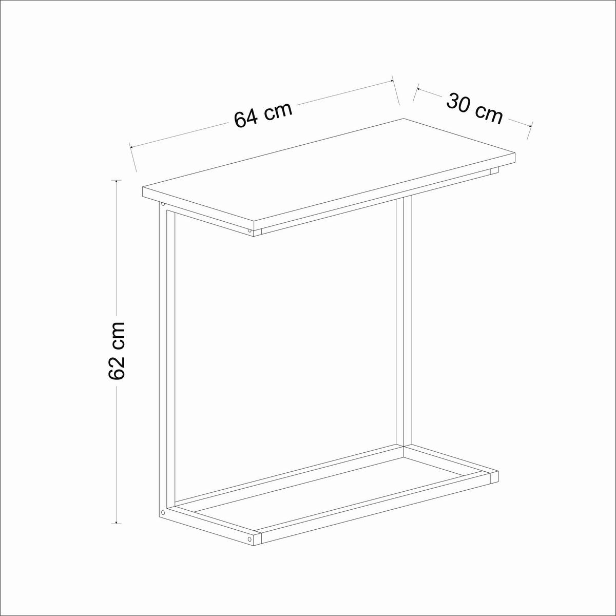 BEISTELLTISCH NARIN BEISTELLTISCH - Weiss/Schwarz, Design, Holzwerkstoff/Metall (64/30/62cm) - Livetastic
