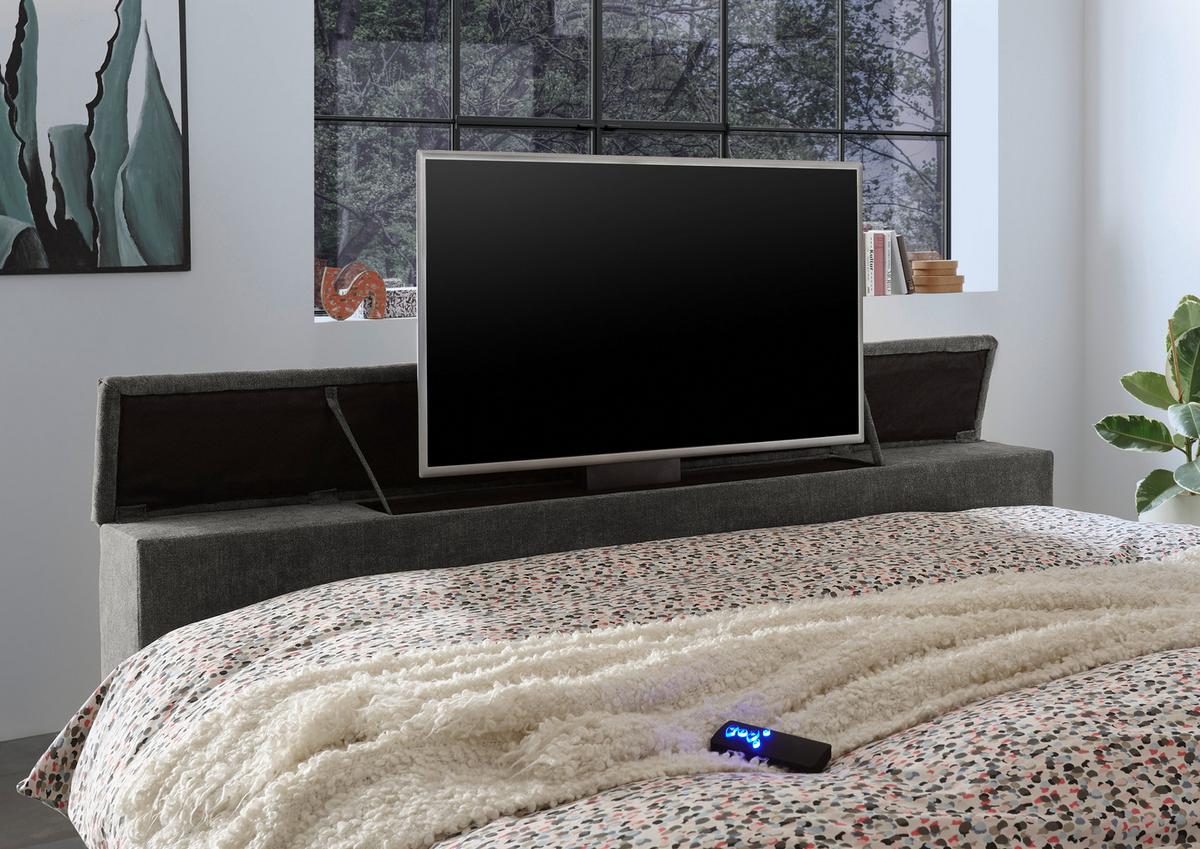 Boxspringbett Denver Grau ca. 180x200 cm mit Topper - Dunkelgrau, KONVENTIONELL, Textil (180/200cm) - Carryhome