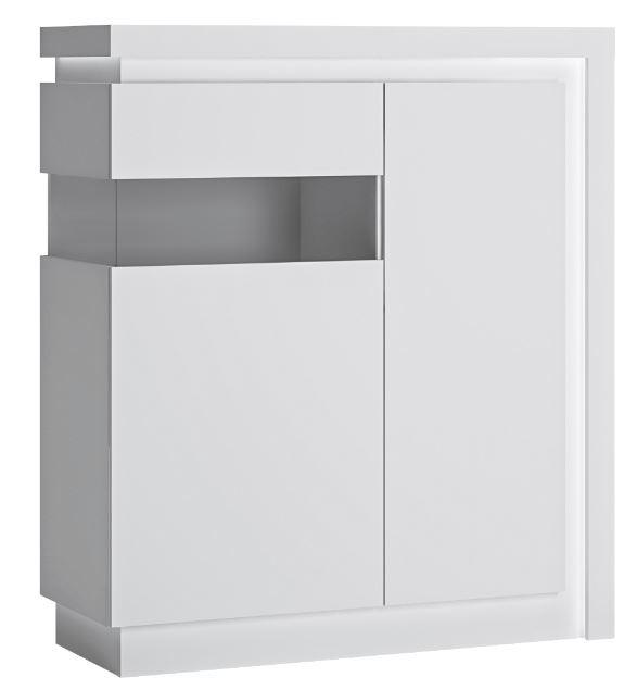 Komoda Lyon - bijela/bijela visoki sjaj, Trend, staklo/drvni materijal (107,5/123,6/42cm) - Modern Living