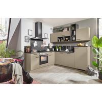 Eckküche WIN ohne Geräte, ohne Zubehör - Creme/Schwarz, Holzwerkstoff (225/245cm) - Express-Kuechen