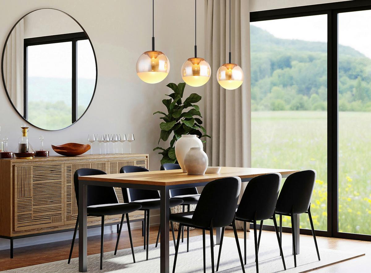 Led Viseća Svjetiljka Severin - narančasta/boje mjeda, Konvencionalno, staklo/metal (106/25/130cm)