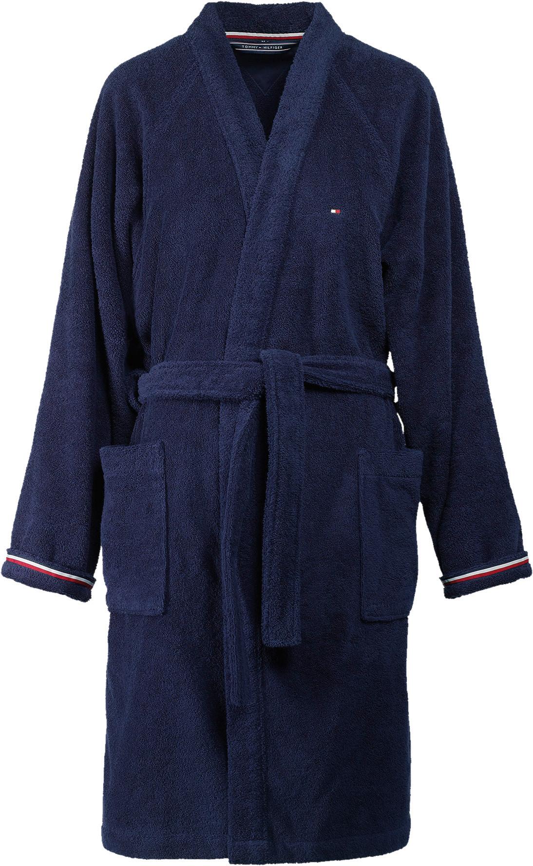 SZLAFROK KĄPIELOWY TH PLAIN - ciemnoniebieski, Basics, tkanina (Snull) - Tommy Hilfiger