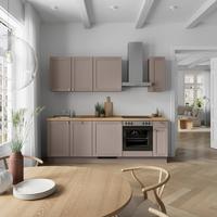 Küchenleerblock Frame Low o. Geräte Beigebraun - Edelstahlfarben/Eichefarben, MODERN, Holzwerkstoff/Metall (240cm) - Nobilia