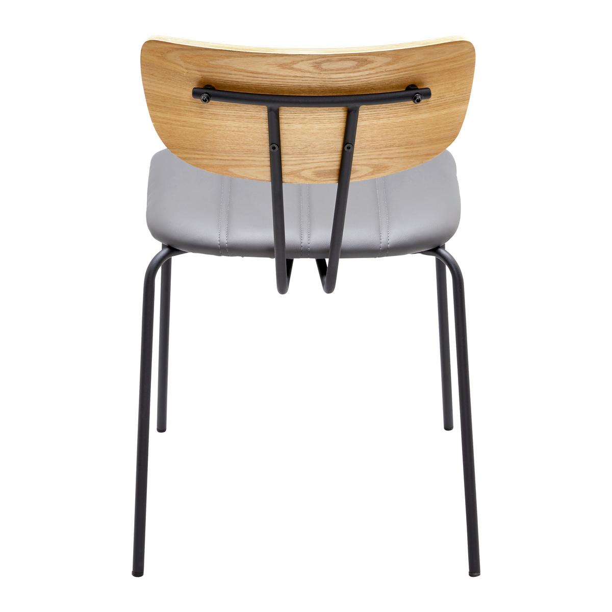 Stuhl Cera Grau Lederlook Gepolstert - Hellbraun/Schwarz, MODERN, Holz/Textil (42/78/54cm) - Bessagi Home