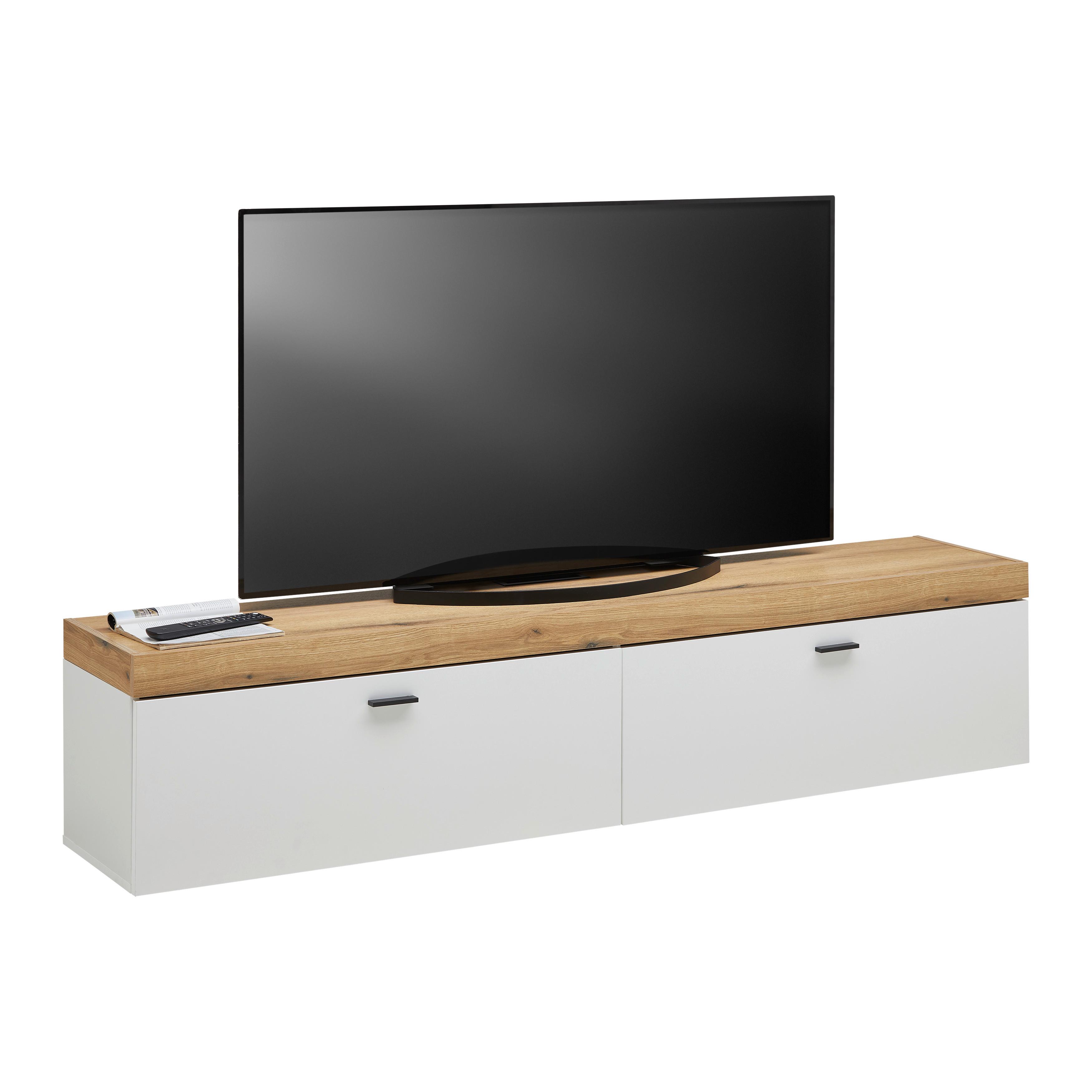 TV-Element Kiro Weiß/Eichefarben - MODERN, Holzwerkstoff/Metall (180/40/35cm) - Mömax
