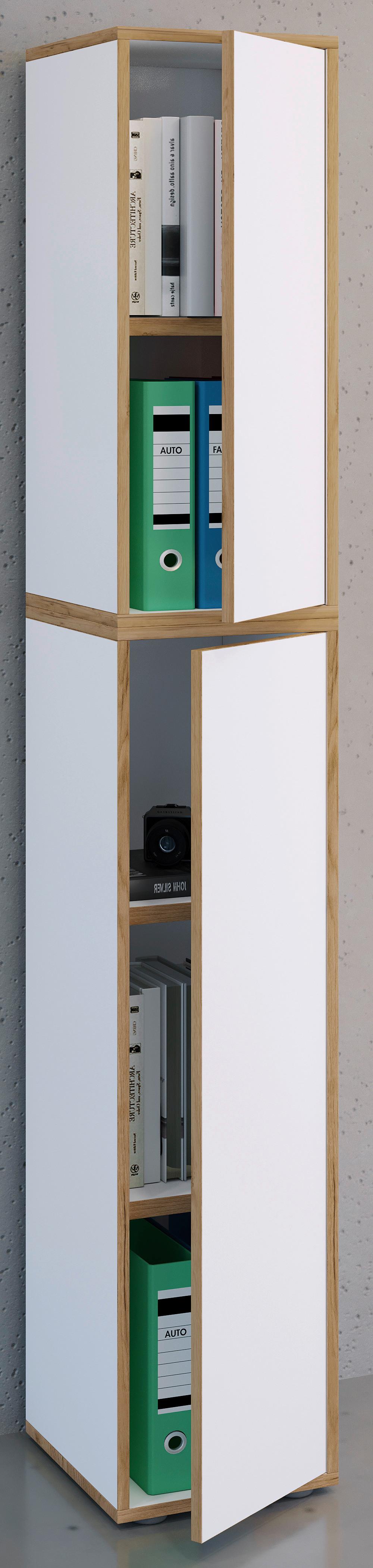 AKTENSCHRANK SALIA B30 - Honigeiche/Weiss, Design, Holzwerkstoff (30/183/33cm) - MID.YOU