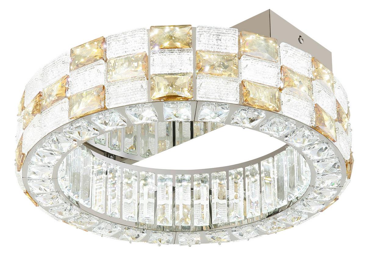 Led Stropna Svjetiljka Lidia - prozirno/boje kroma, Konvencionalno, staklo/metal (40/14cm) - Globo