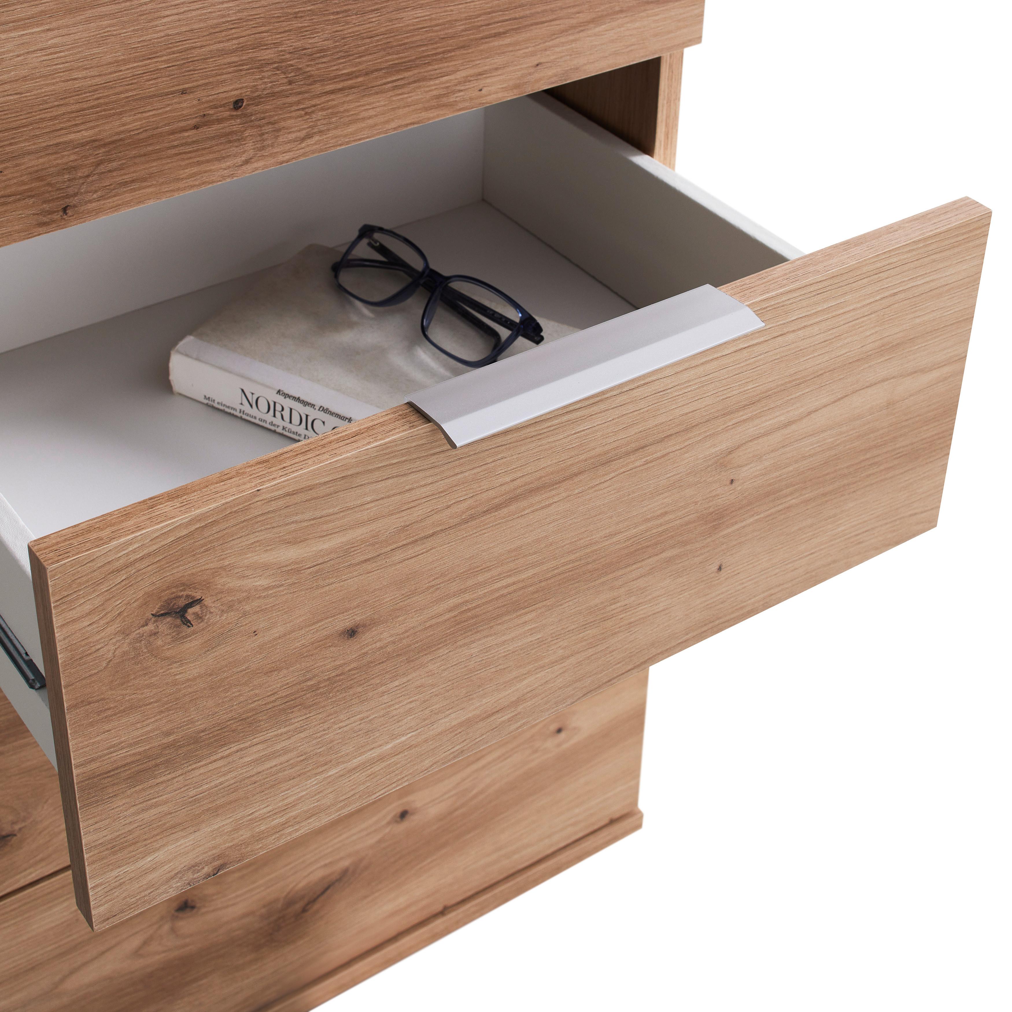 SÄNGBORD CUATRO - silver/ek Artisan, Klassisk, trämaterial/plast (46/79/42cm) - Modern Living