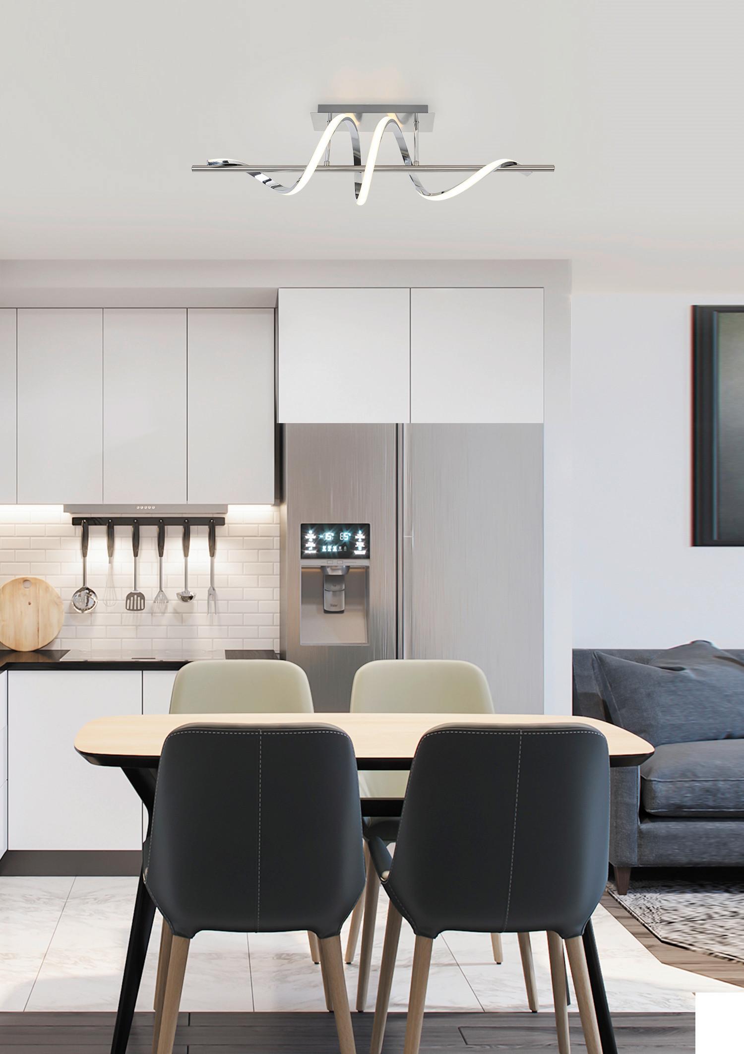 LED-TAKLAMPA LINA - kromfärg/nickelfärgad, Modern, metall/plast (20/80/26,5cm) - Mömax