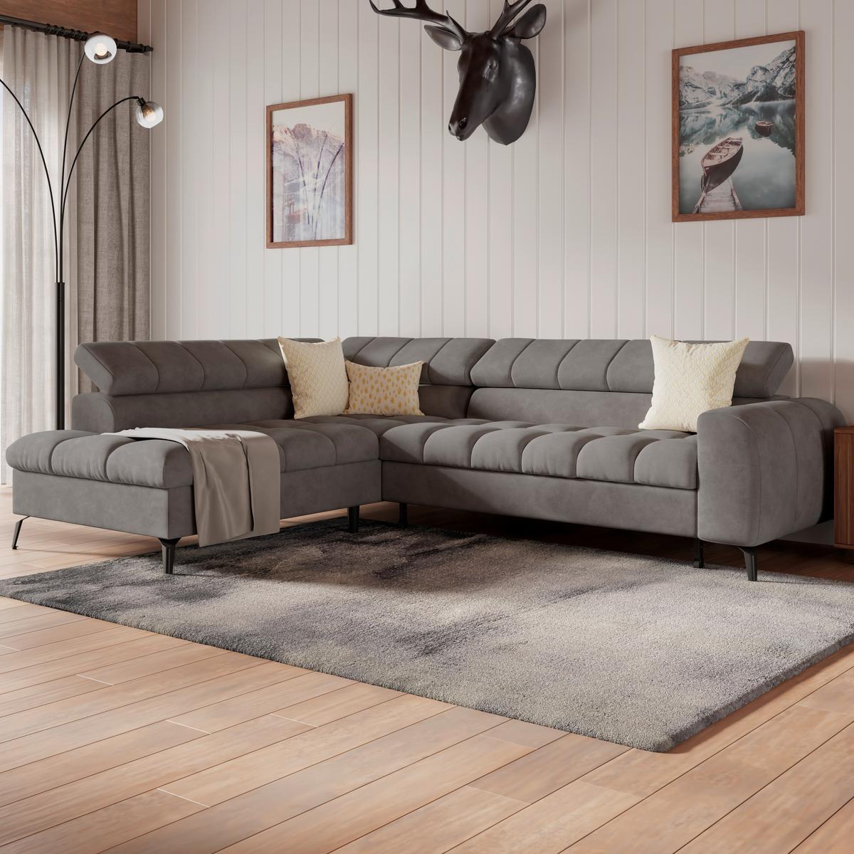 Kutna Garnitura Volf - tamno siva/crna, Trend, tekstil/metal (203/261cm)