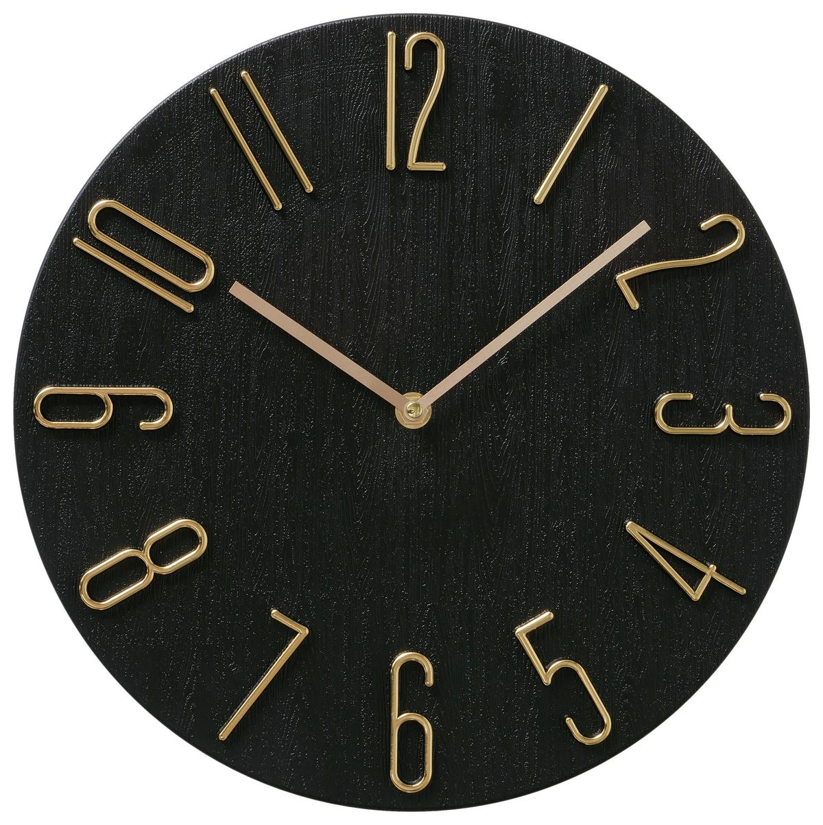 Wanduhr Tempo II Schwarz/Goldfarben - Goldfarben/Schwarz, Basics, Kunststoff (30/3,5cm) - Mömax