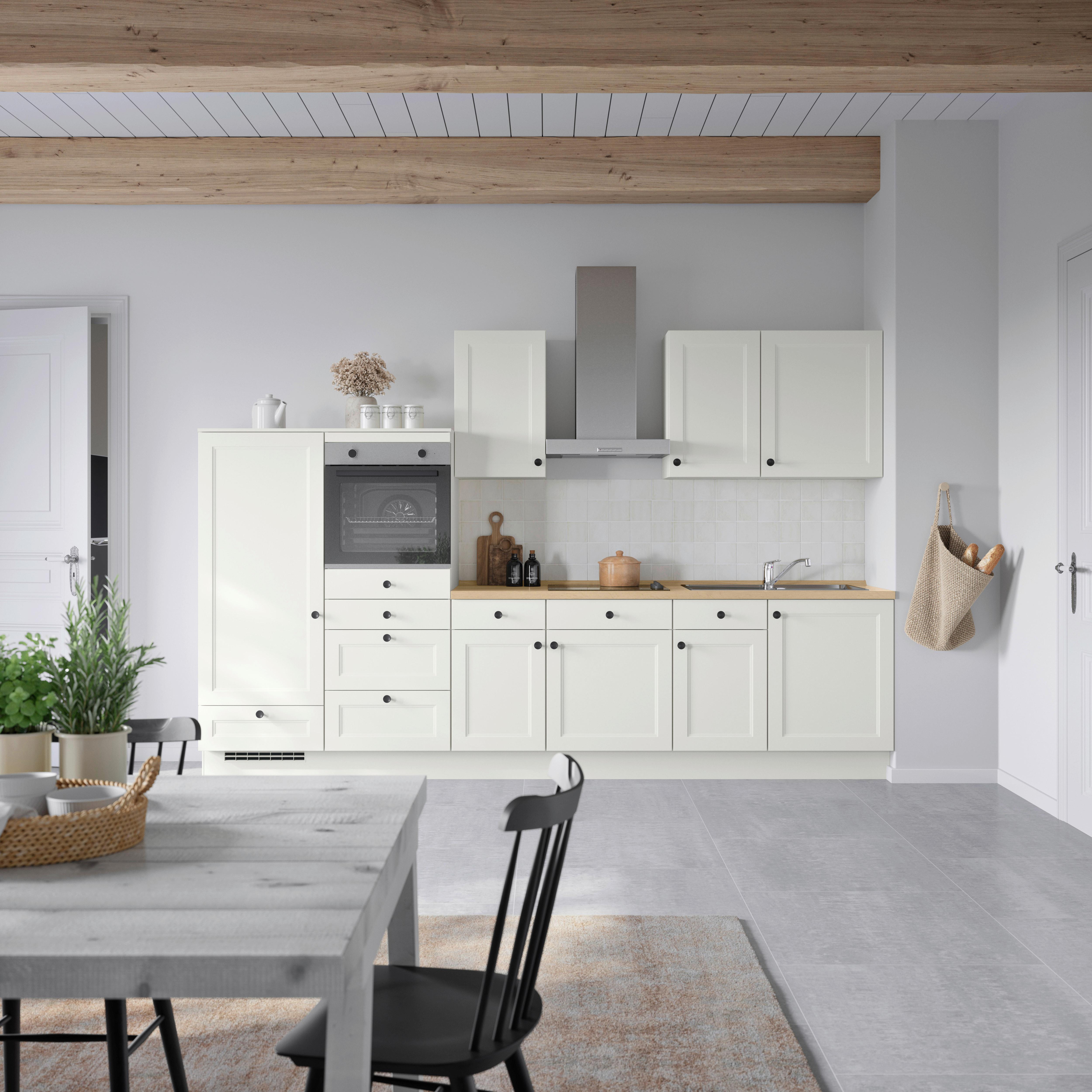 Küchenblock Cascada Low m. Geräten Weiß - Eichefarben/Schwarz, MODERN, Holzwerkstoff/Metall (330cm) - Nobilia