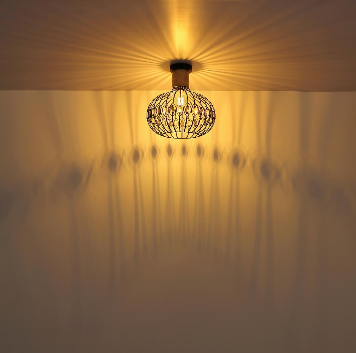 DECKENLEUCHTE 15778D DORTHY - Klar/Schwarz, Design, Glas/Stein (38/36,5cm) - Globo