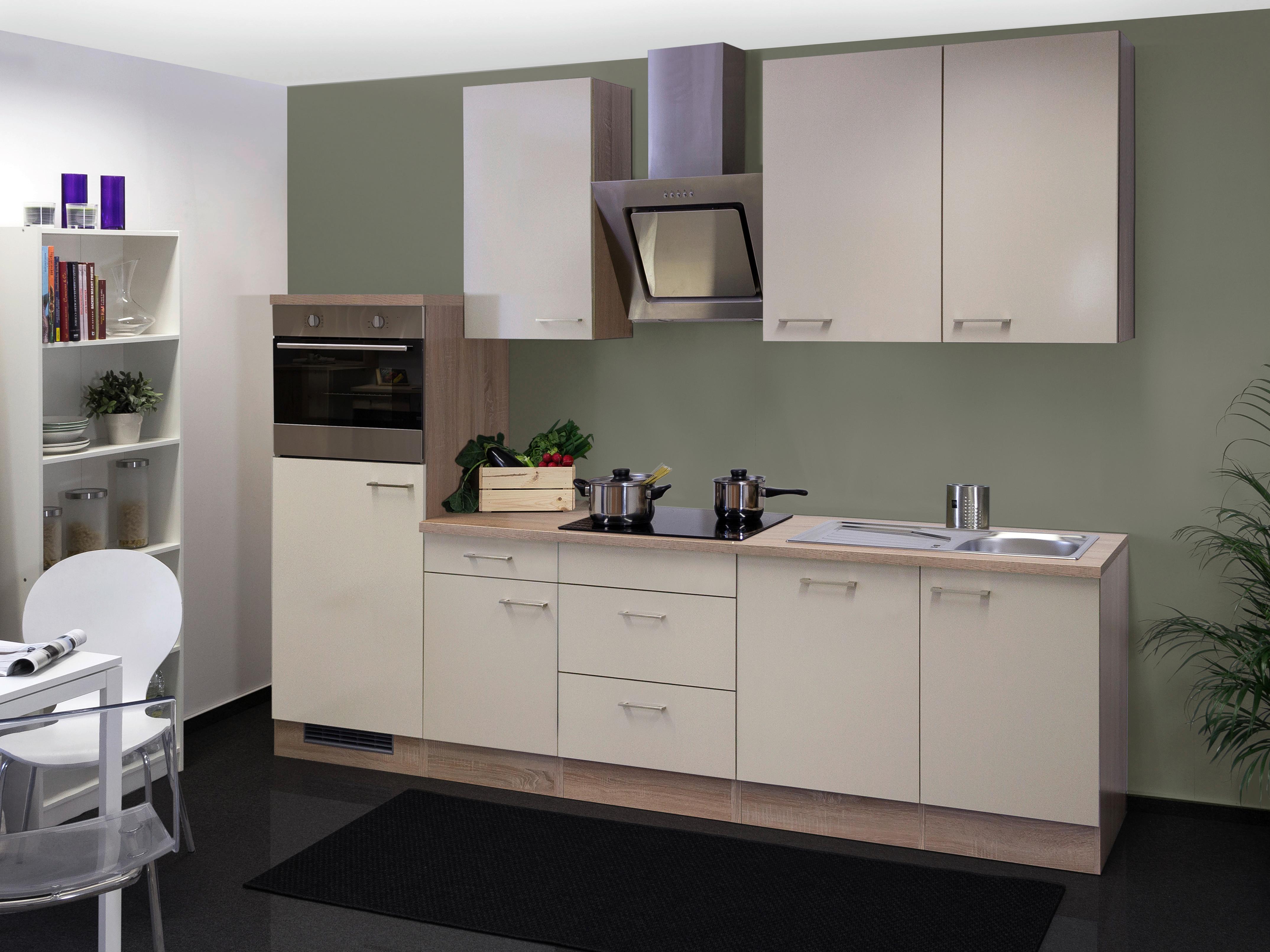 Küchenblock Nepal Kaschmir B: ca. 280cm - Kaschmir/Edelstahlfarben, MODERN, Holzwerkstoff/Metall (280cm) - FlexWell