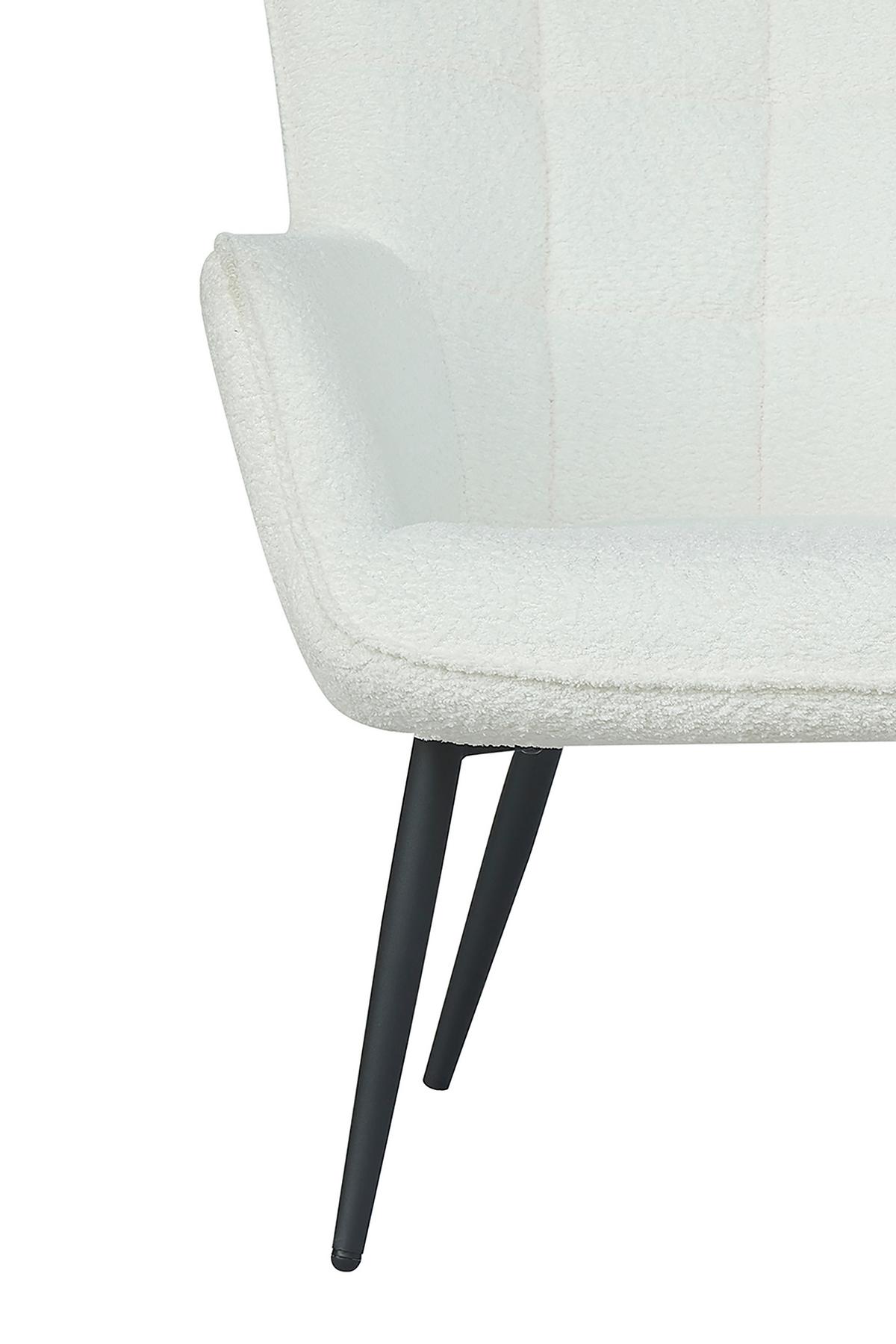 Sessel Uta Elfenbein Bouclé - Elfenbein/Schwarz, Basics, Textil/Metall (72/97/80cm) - MID.YOU