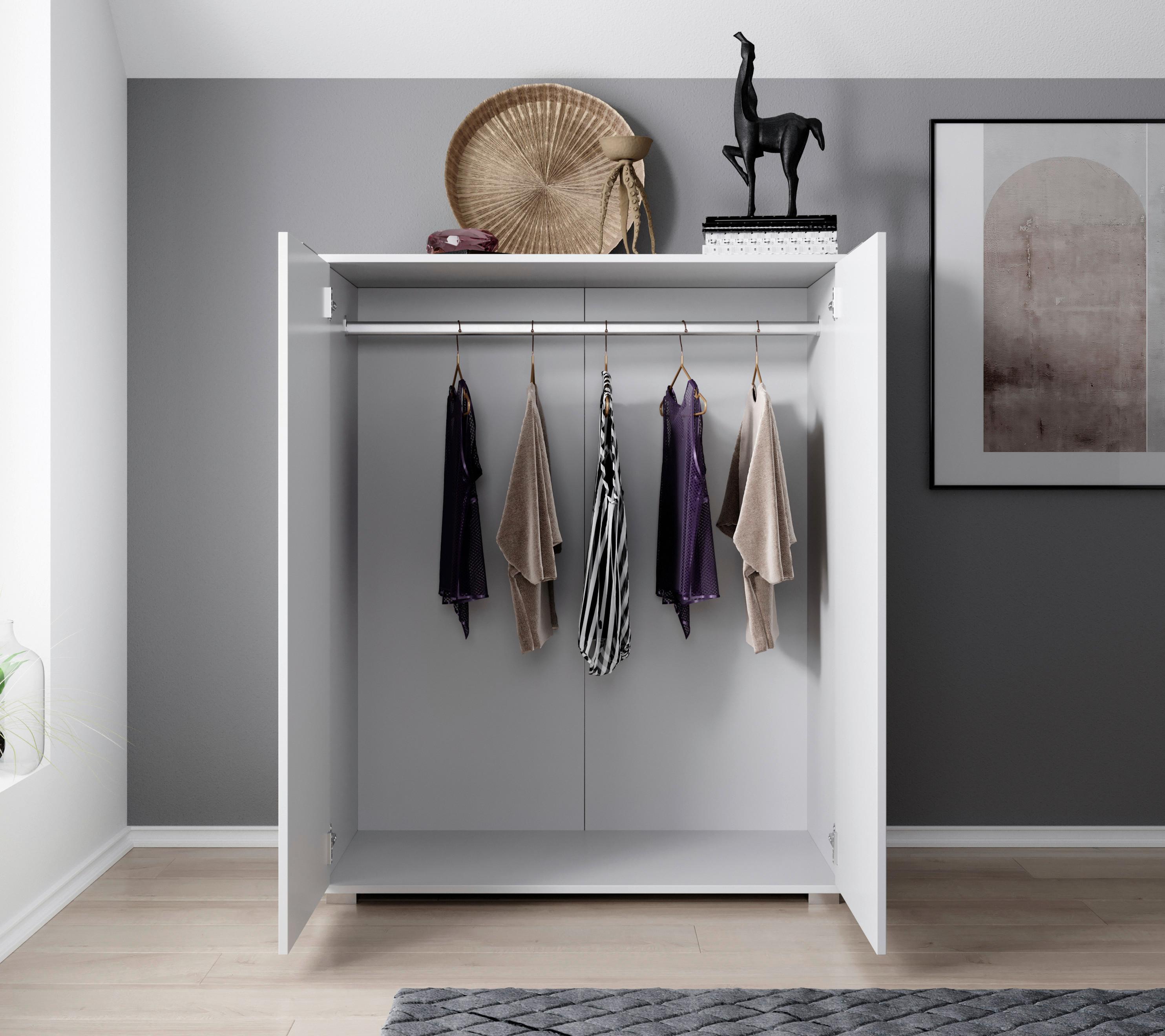 KOMODA LUCIA I - biały/kolor aluminiowy, Modern, materiał drewnopochodny/tworzywo sztuczne (104,6/127,1/56cm) - Livetastic
