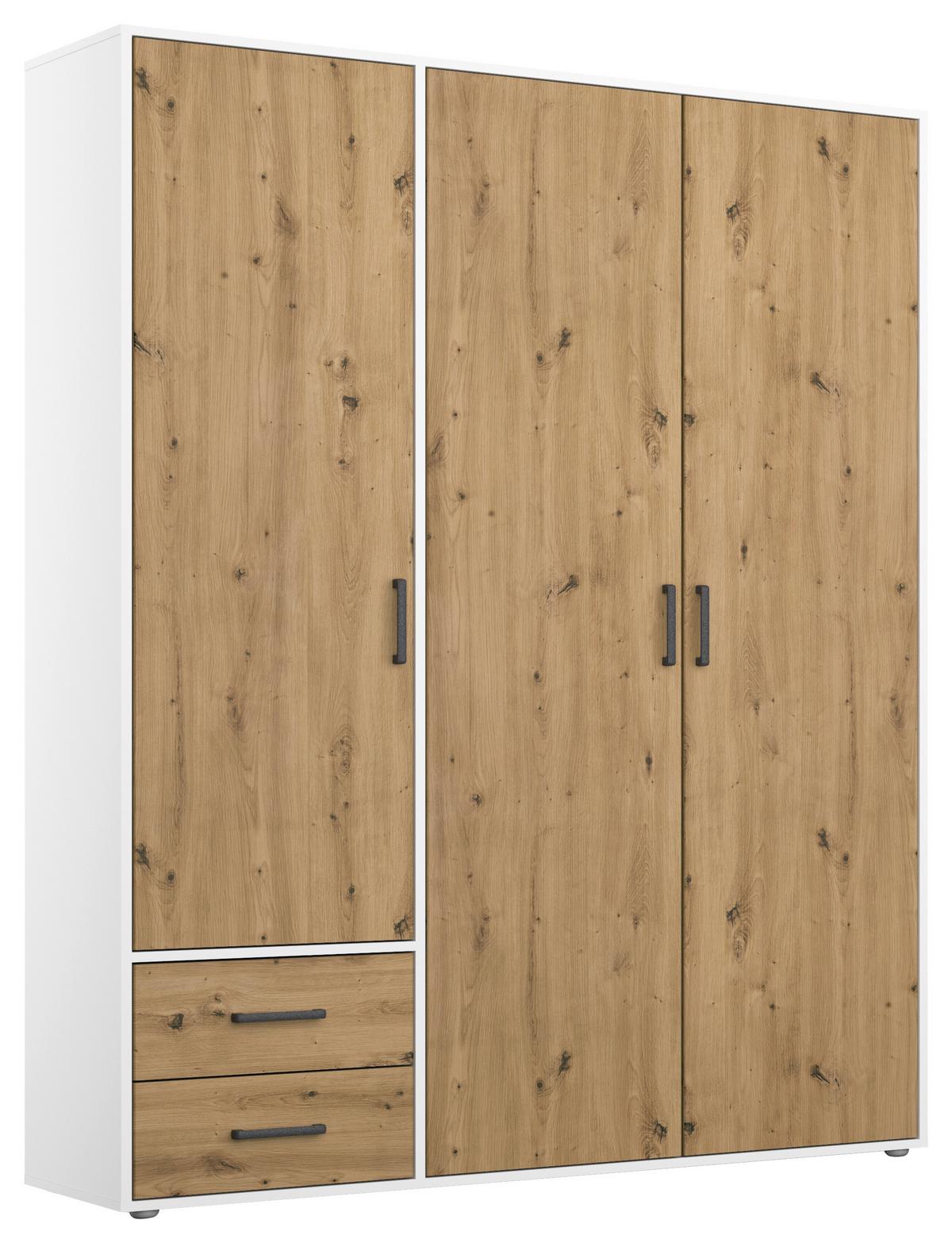 Ormar S Klasičnim Vratima Voyager - bijela/siva, Moderno, drvni materijal/plastika (140/194/53cm) - Modern Living