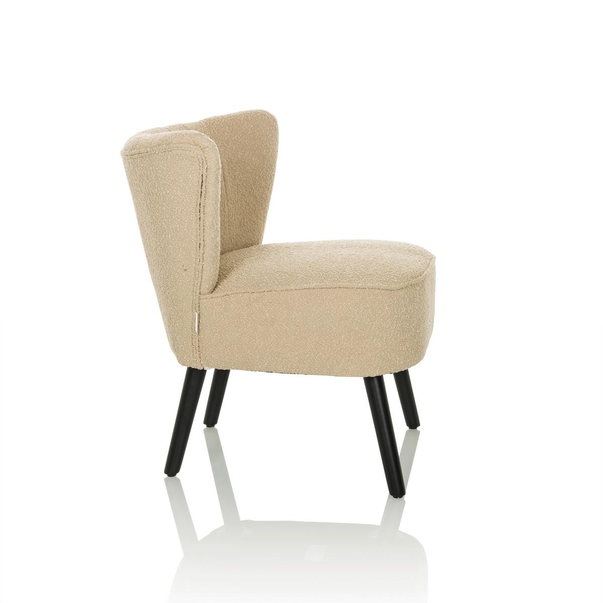 Naslanjač Maniso, Bež - črna/bež, Moderno, tekstil/les (72/77/65cm) - MID.YOU