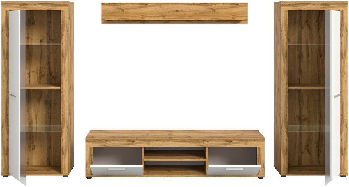 ANSAMBLU MOBILIER CAMERA DE Z JAM - stejar Wotan, Design, sticlă/material pe bază de lemn (310/159/35cm) - Modern Living