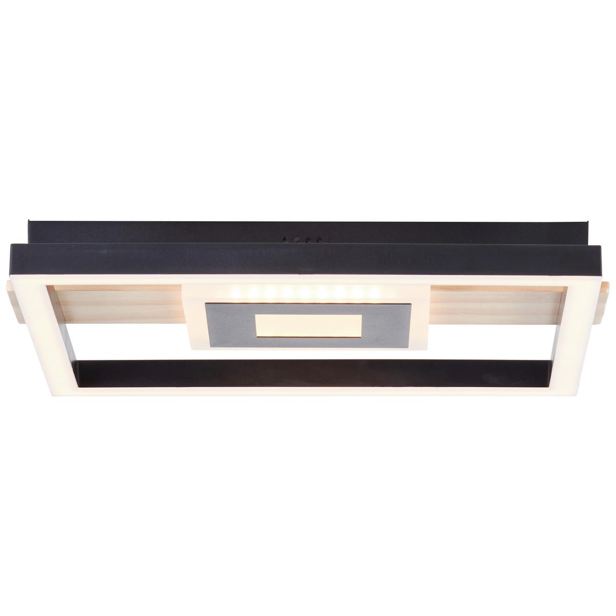 LED-Deckenleuchte Baldo Schwarz/Hellbraun max. 24 Watt - Hellbraun/Schwarz, Design, Holz/Kunststoff (5,5/29,5/27,5cm) - Brilliant