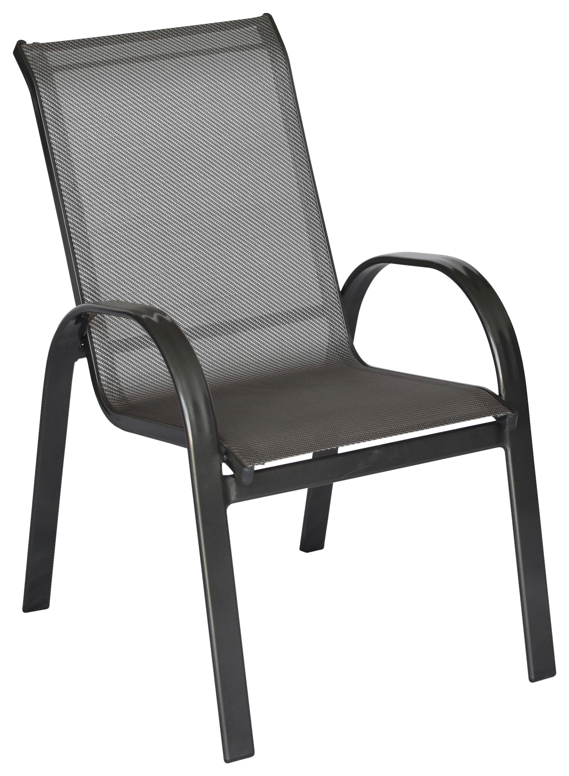 Gartensessel Amalfi Graphitfarben/Grau stapelbar - Graphitfarben/Grau, KONVENTIONELL, Textil/Metall (56/97/76cm) - Gardenson