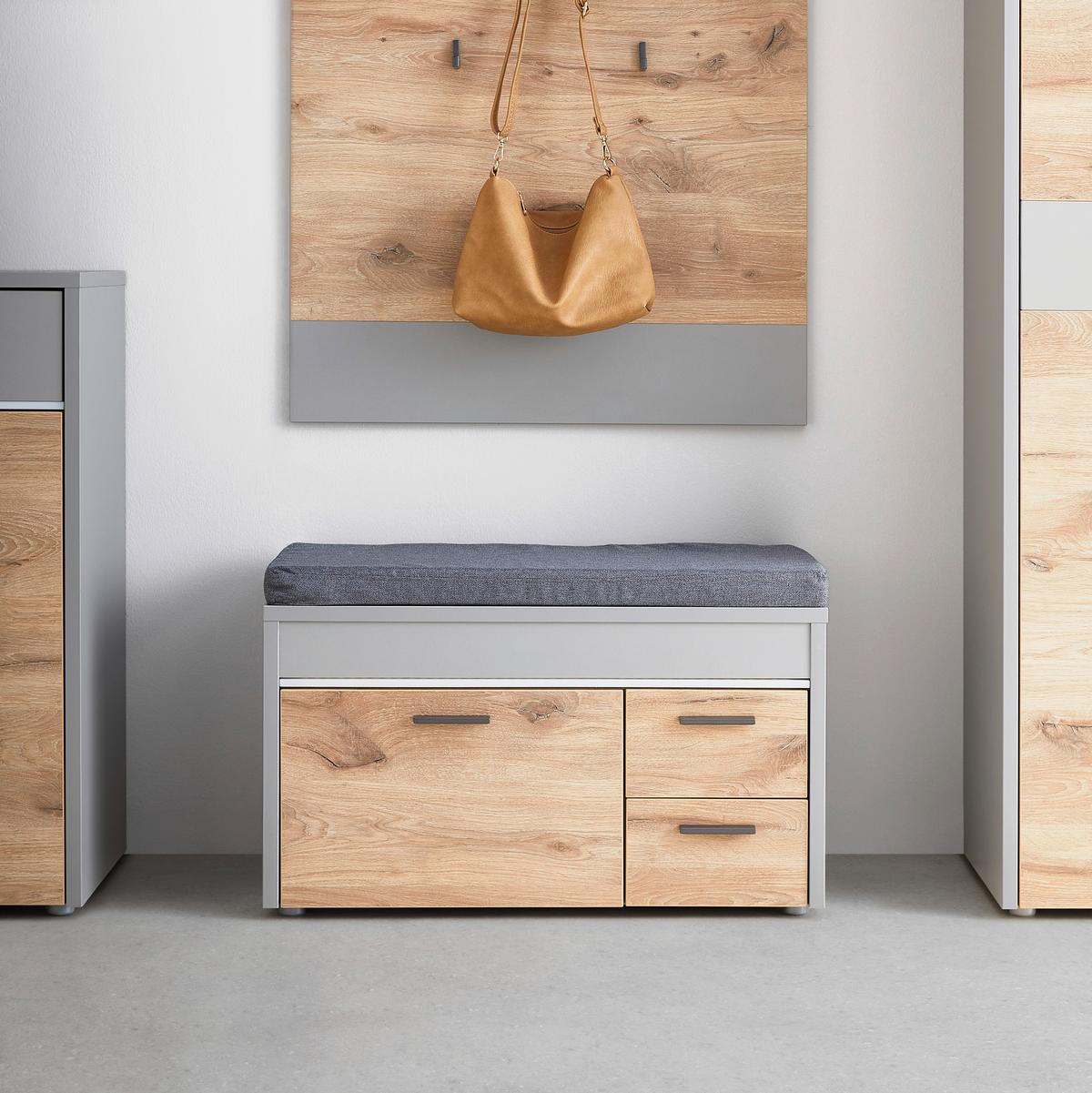 Garderobenbank Dynamic in Hellgrau - Modern, Holzwerkstoff (80/45/37cm) - Mömax