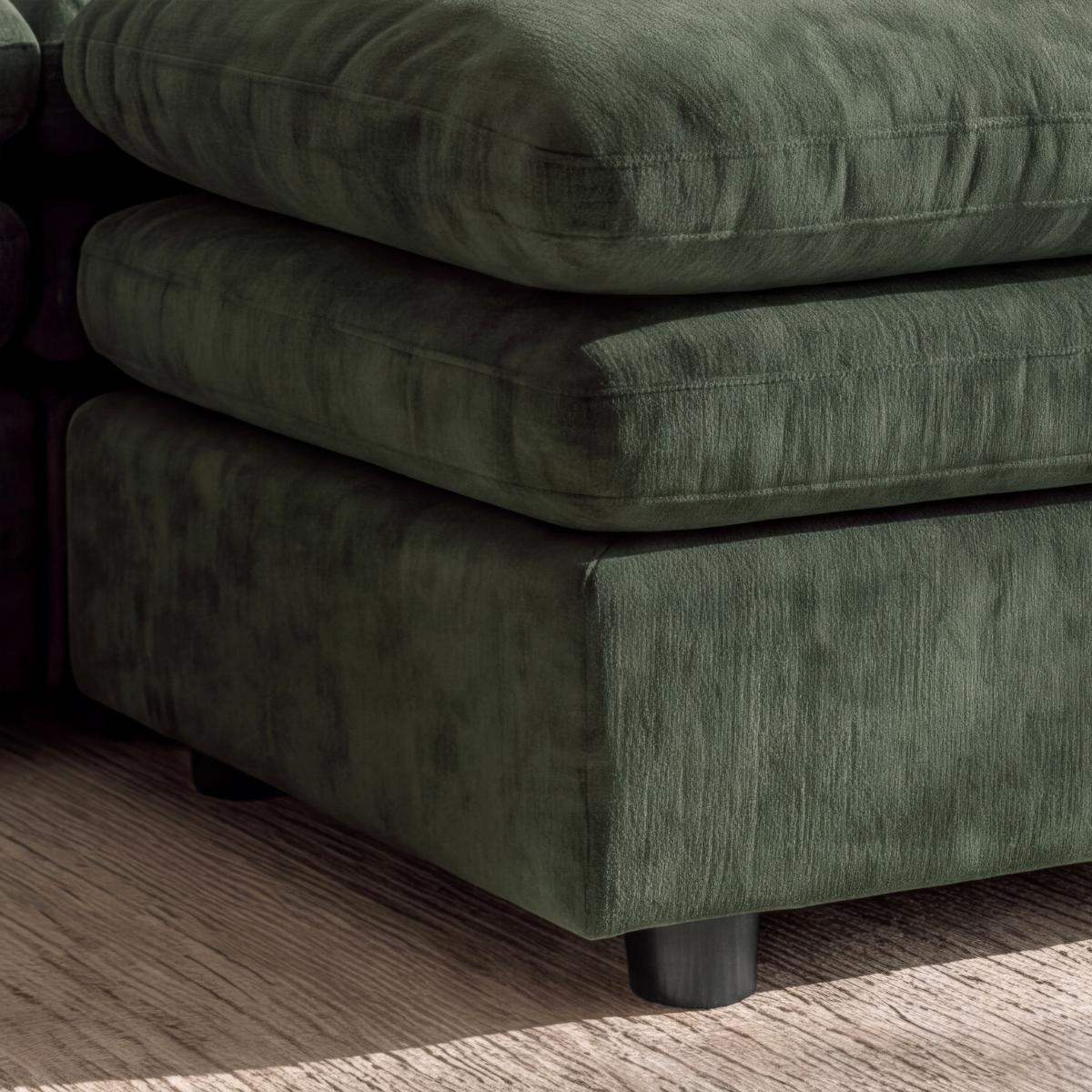 Wohnlandschaft Alessia Chenille Grün - Schwarz/Grün, MODERN, Holz/Kunststoff (188/137cm) - Bessagi Home