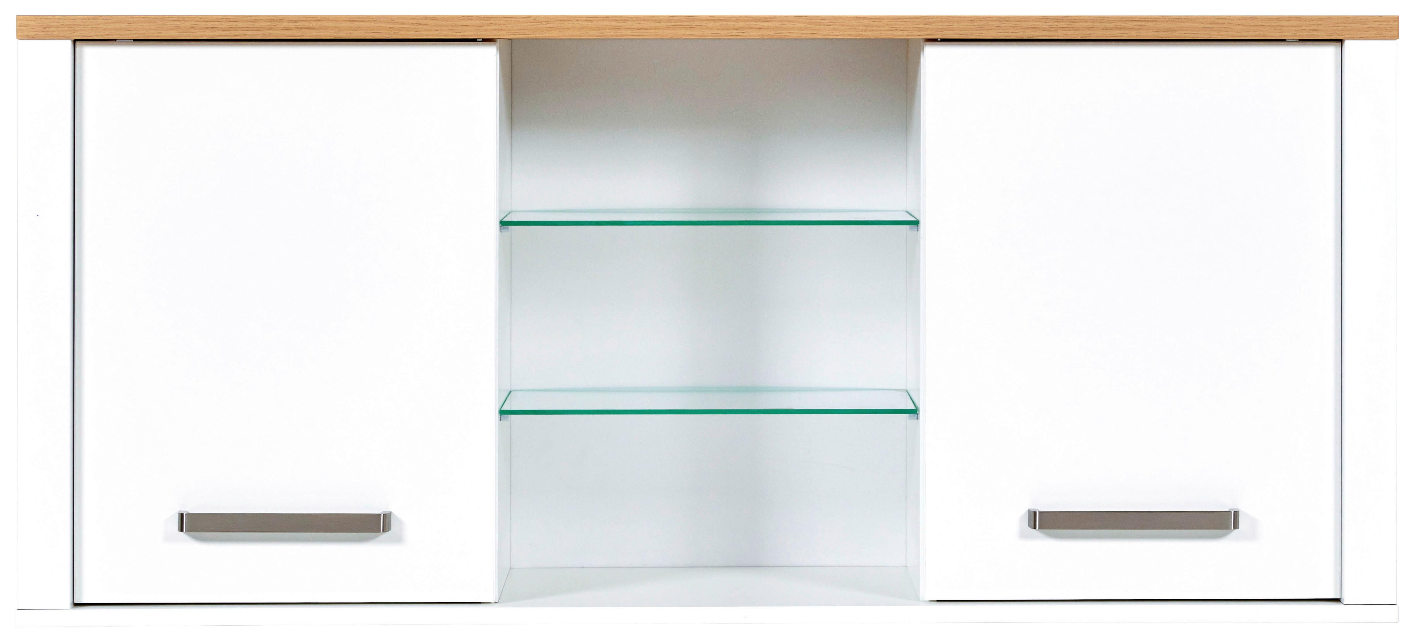 Hängeschrank Sicilia Weiß/Eiche Artisan - Silberfarben/Weiß, MODERN, Glas/Holzwerkstoff (130,3/57,5/33cm) - Mömax