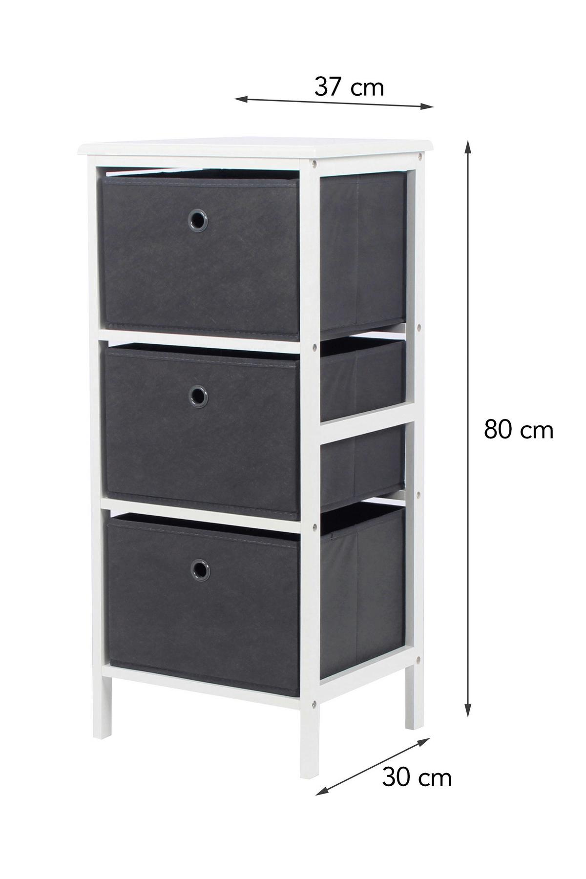 Regal Oliver 2, Bela, Siva, 3 Škatle - siva/bela, Moderno, papir/umetna masa (37/80/30cm)